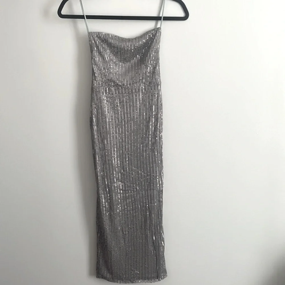 NWT Silver Sequin Midi Dress - Picture 3 of 7